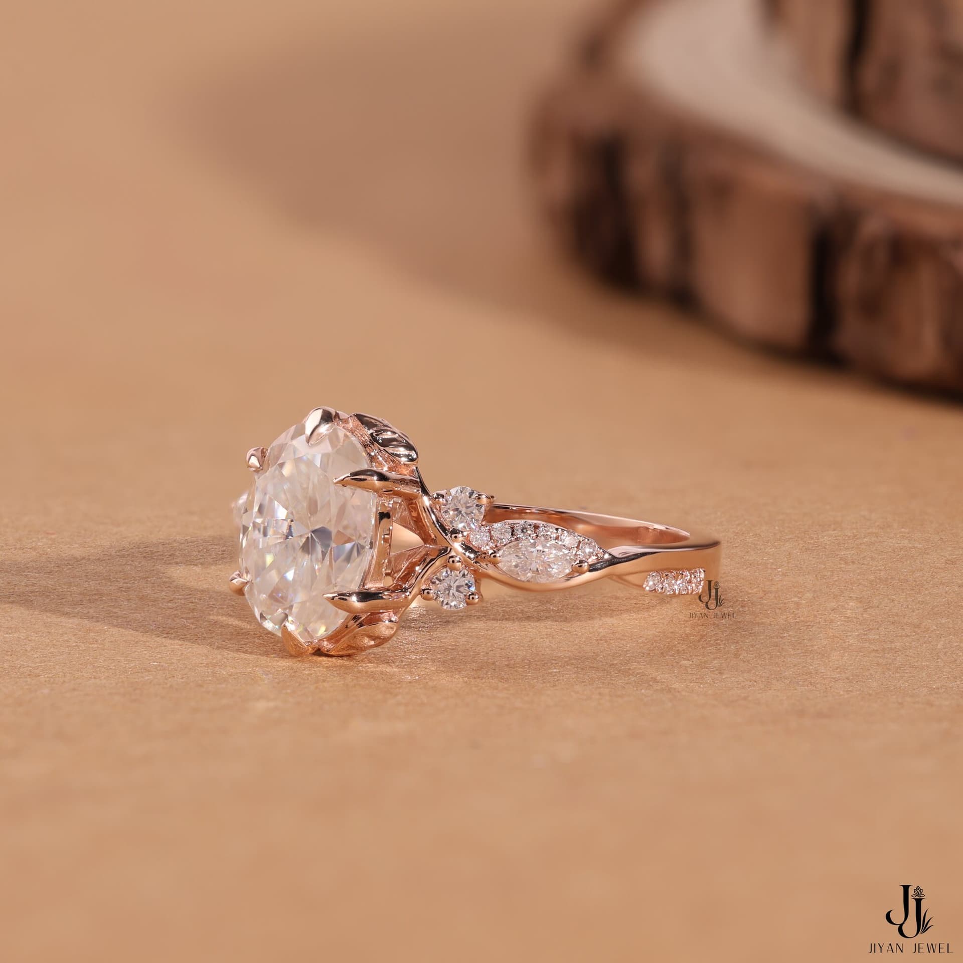 Papillon Oval Cluster Ring — 14K Rose Gold, view 4