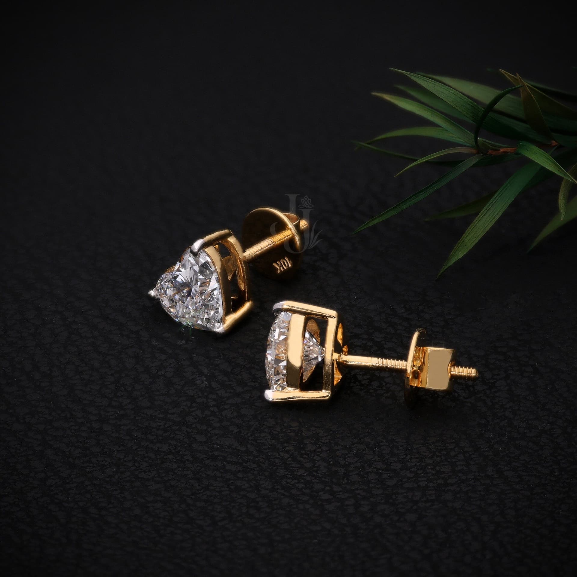 Amara Heart Solitaire Studs — view 4