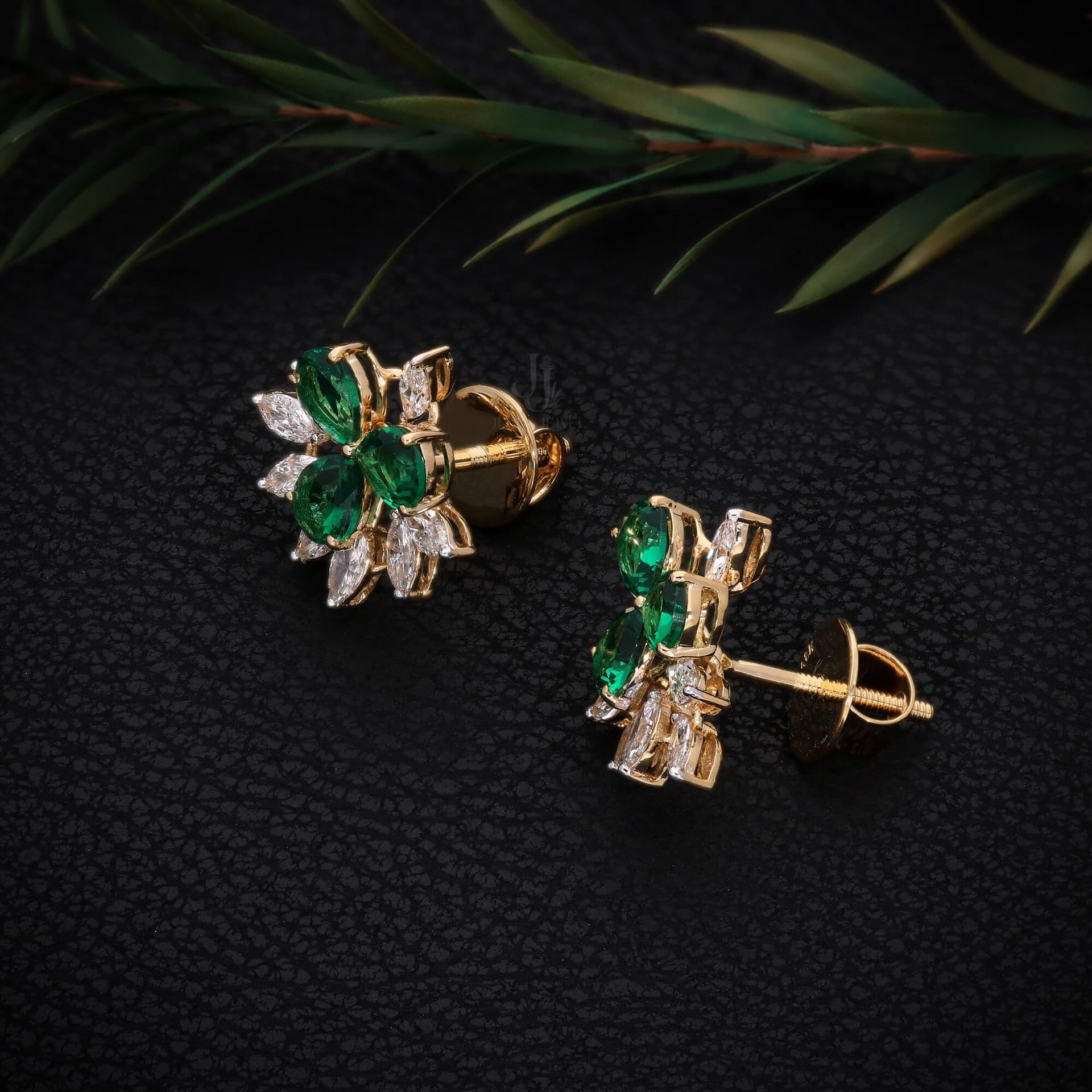Pear Cut Cluster Earrings — view 4