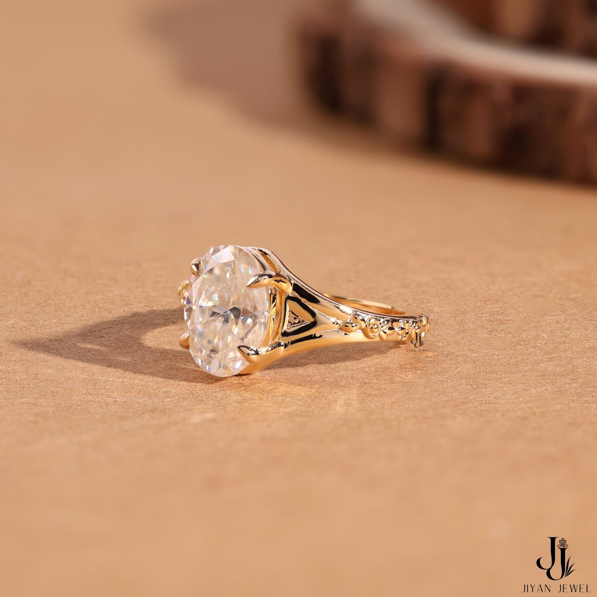 Etta Oval Split Solitaire — 14K Yellow Gold, view 2