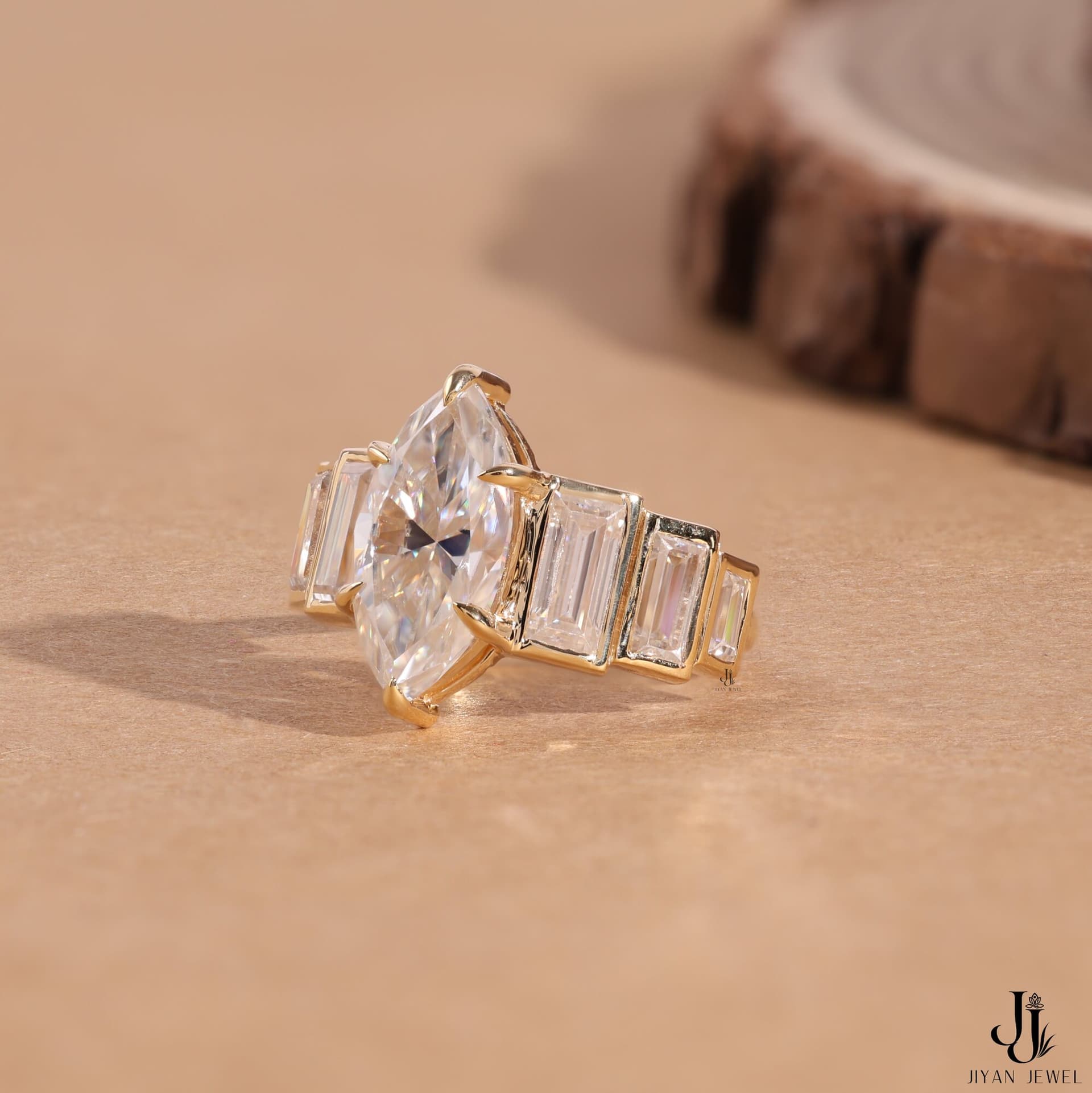 Gatsby Marquise Step Ring — 14K Yellow Gold, view 2