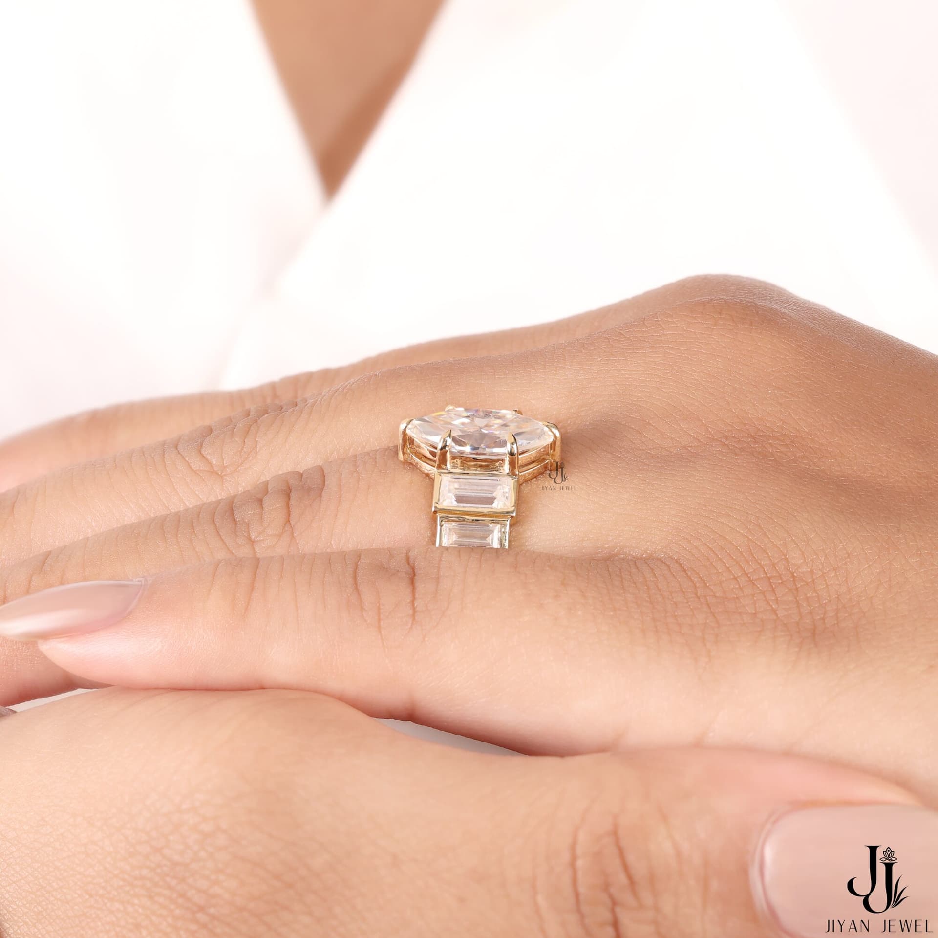 Gatsby Marquise Step Ring — 14K Yellow Gold, view 3