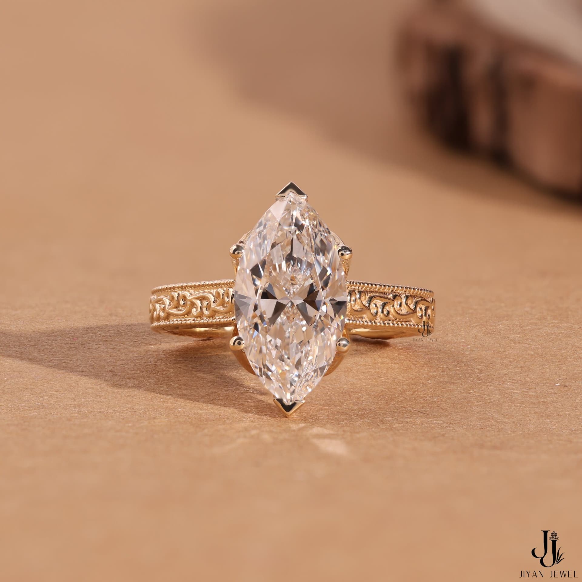 Heirloom Marquise Solitaire — 14K Yellow Gold, view 1