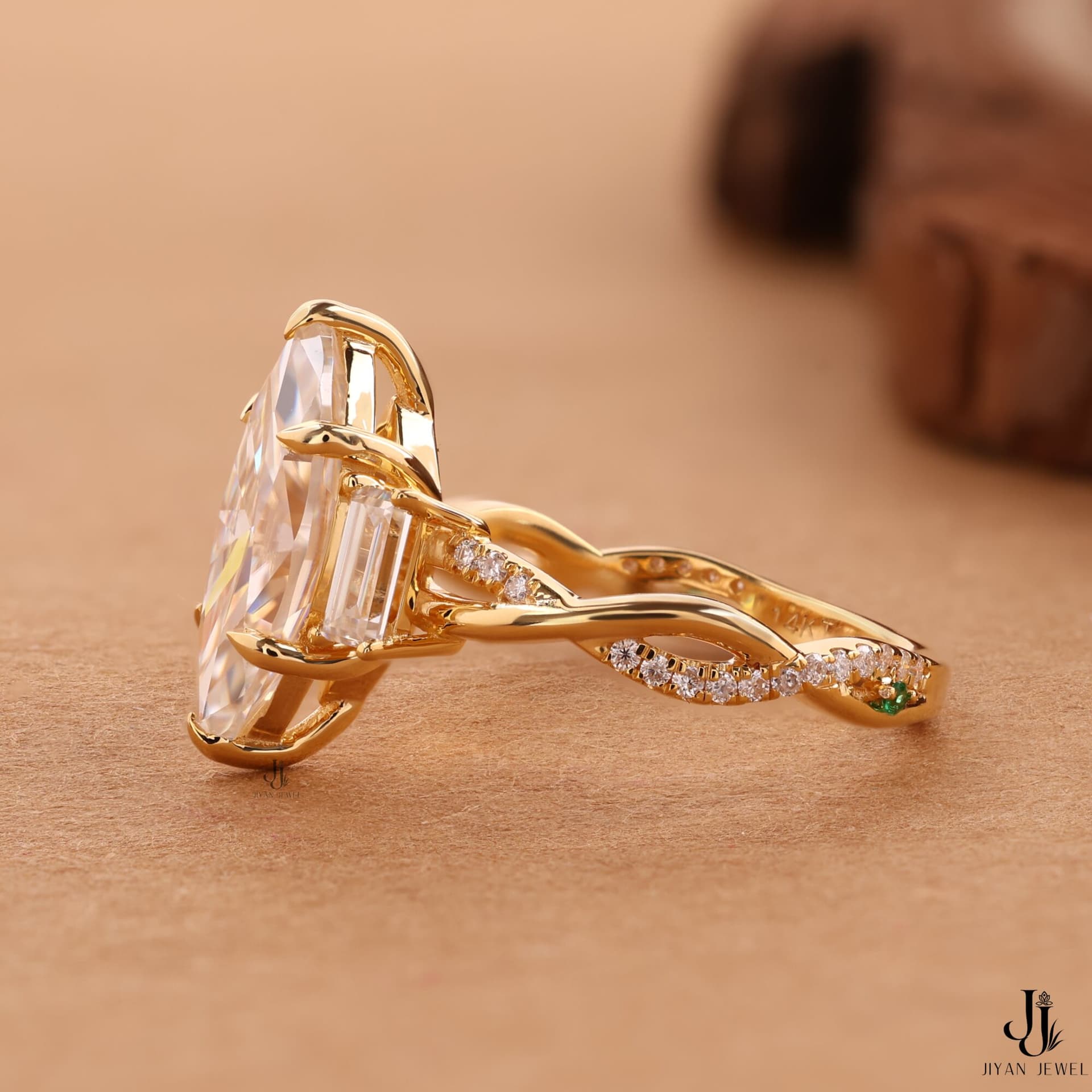Liana Marquise Vine Ring — 14K Yellow Gold, view 2