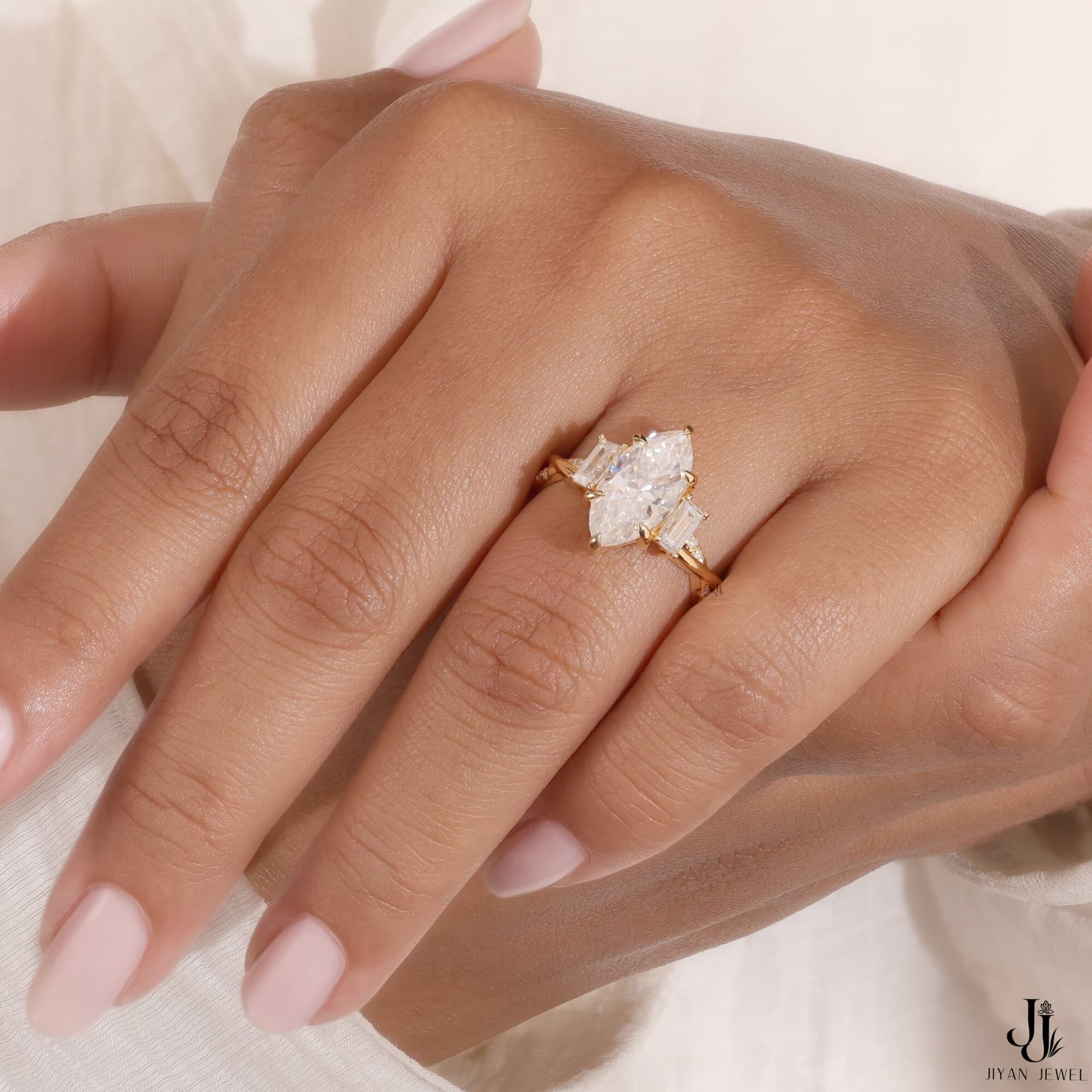 Liana Marquise Vine Ring — 14K Yellow Gold, view 3