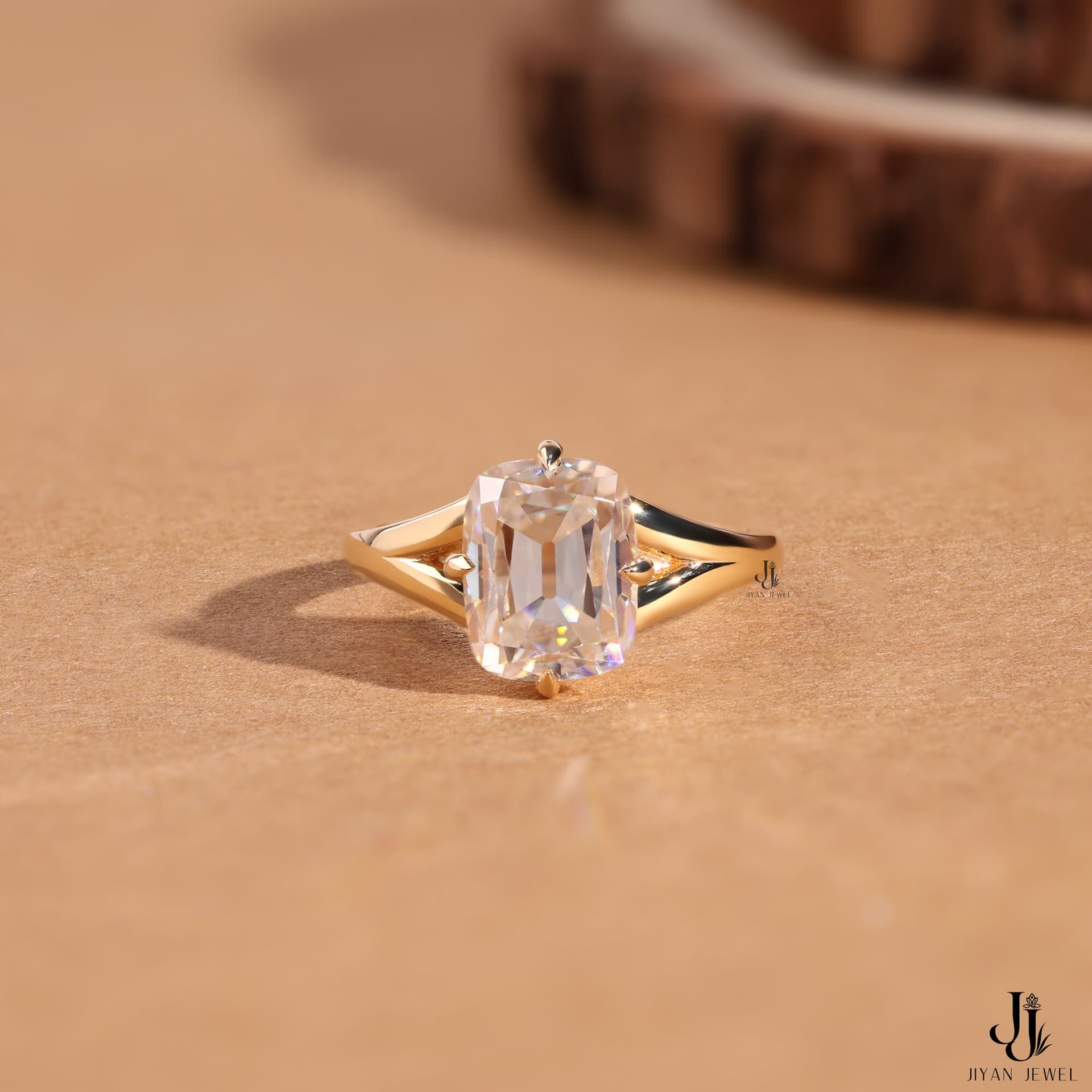 Solace Cushion Bypass Ring — 14K Yellow Gold, view 1
