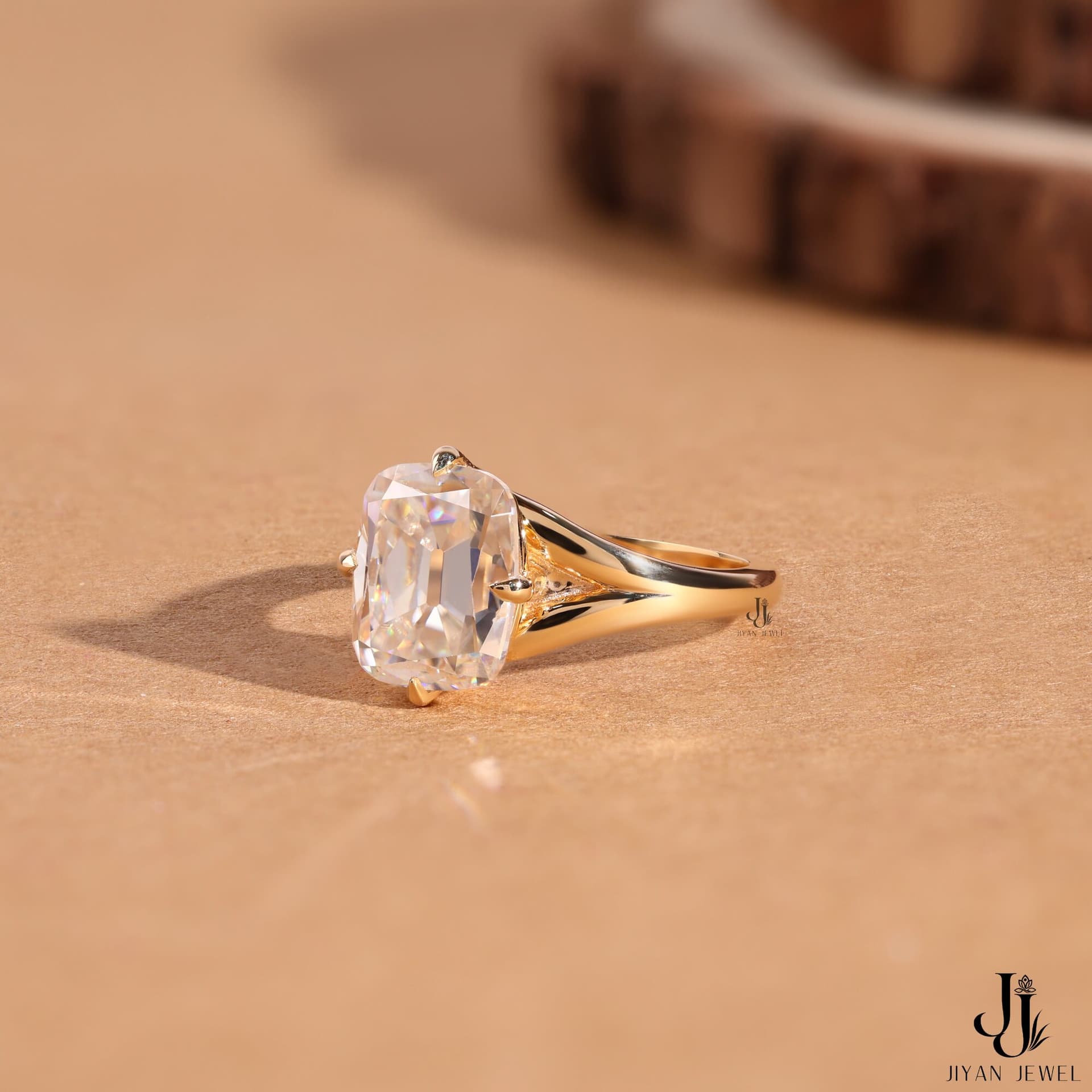 Solace Cushion Bypass Ring — 14K Yellow Gold, view 2